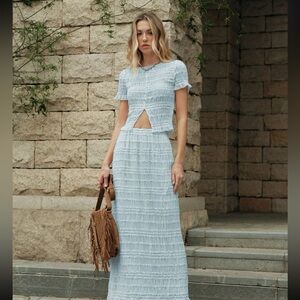 Commense Ruffed Crop Top Skirt Set